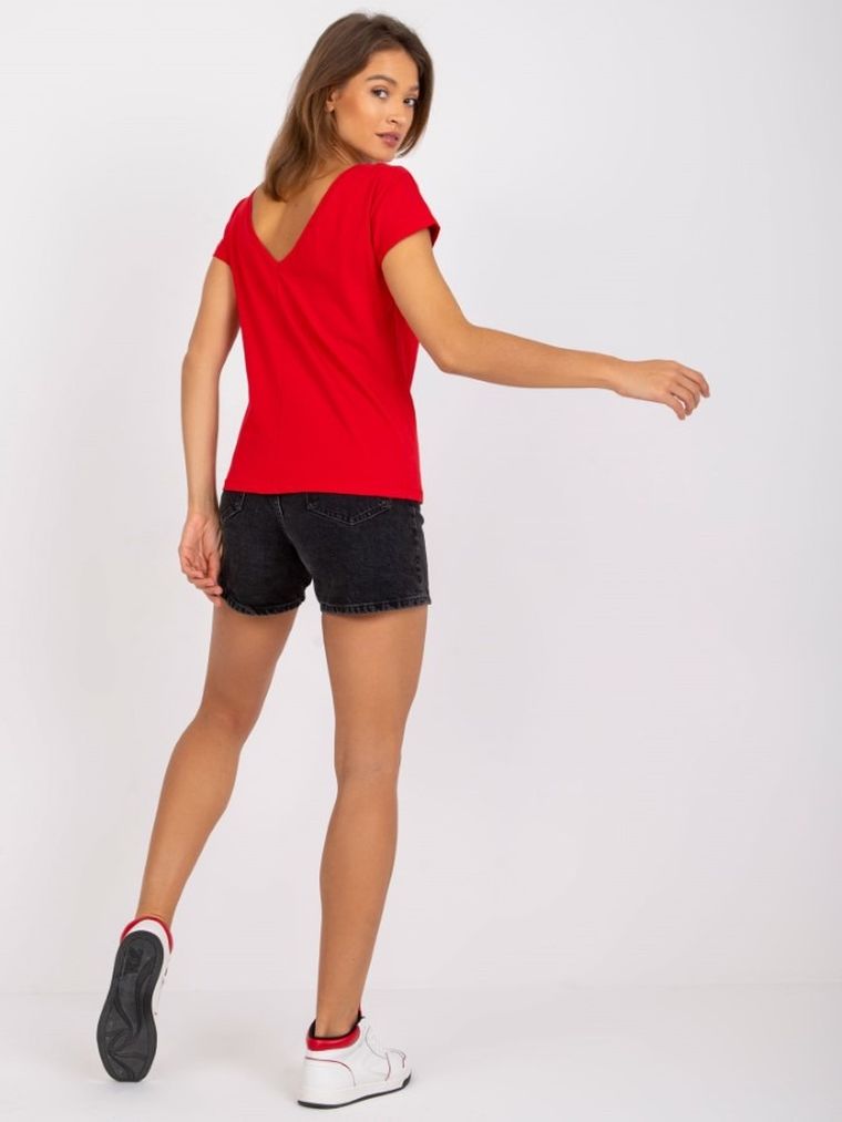 T-shirt damski, czerwony, Basic Feel Good