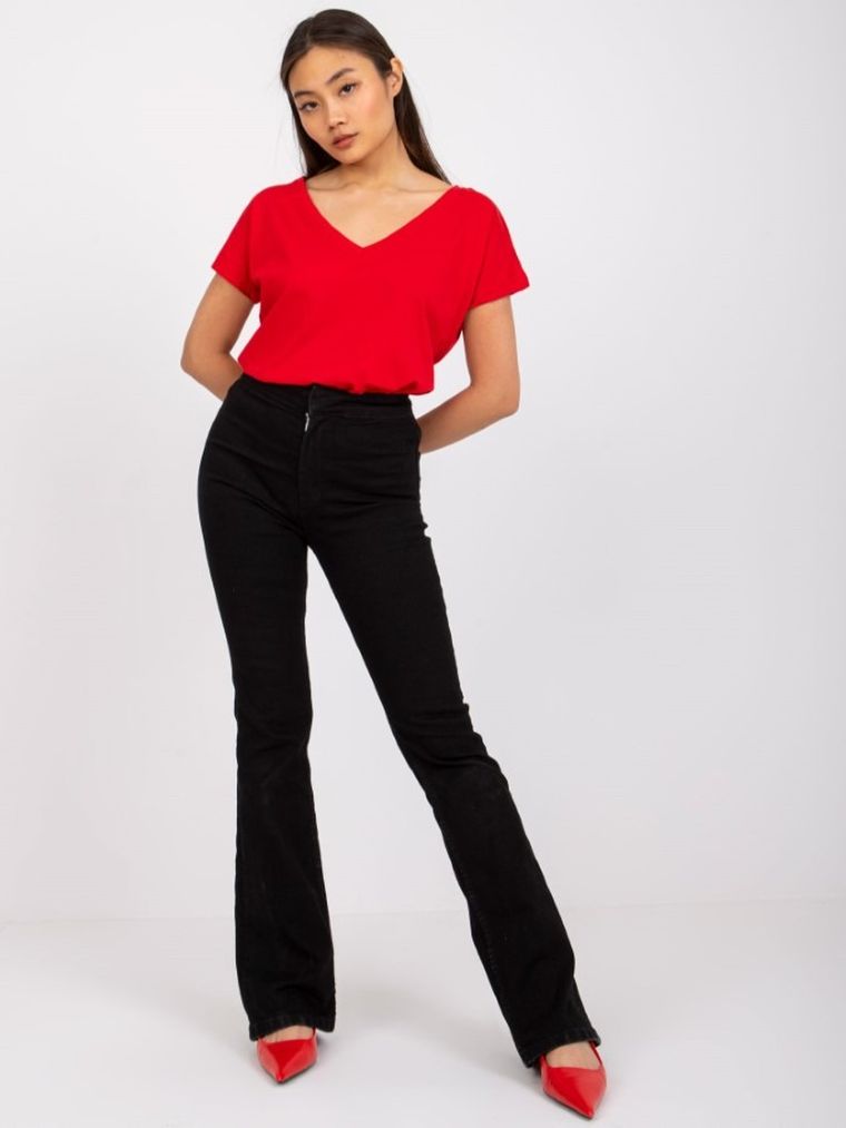 T-shirt damski, czerwony, Basic Feel Good