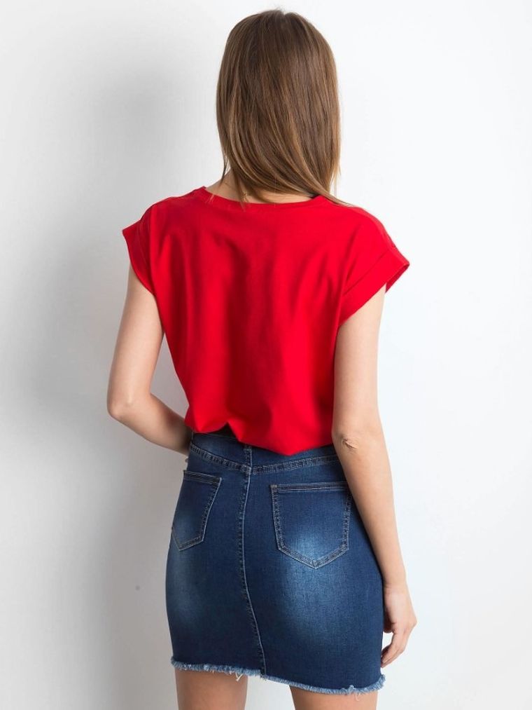 T-shirt damski, czerwony, Basic Feel Good