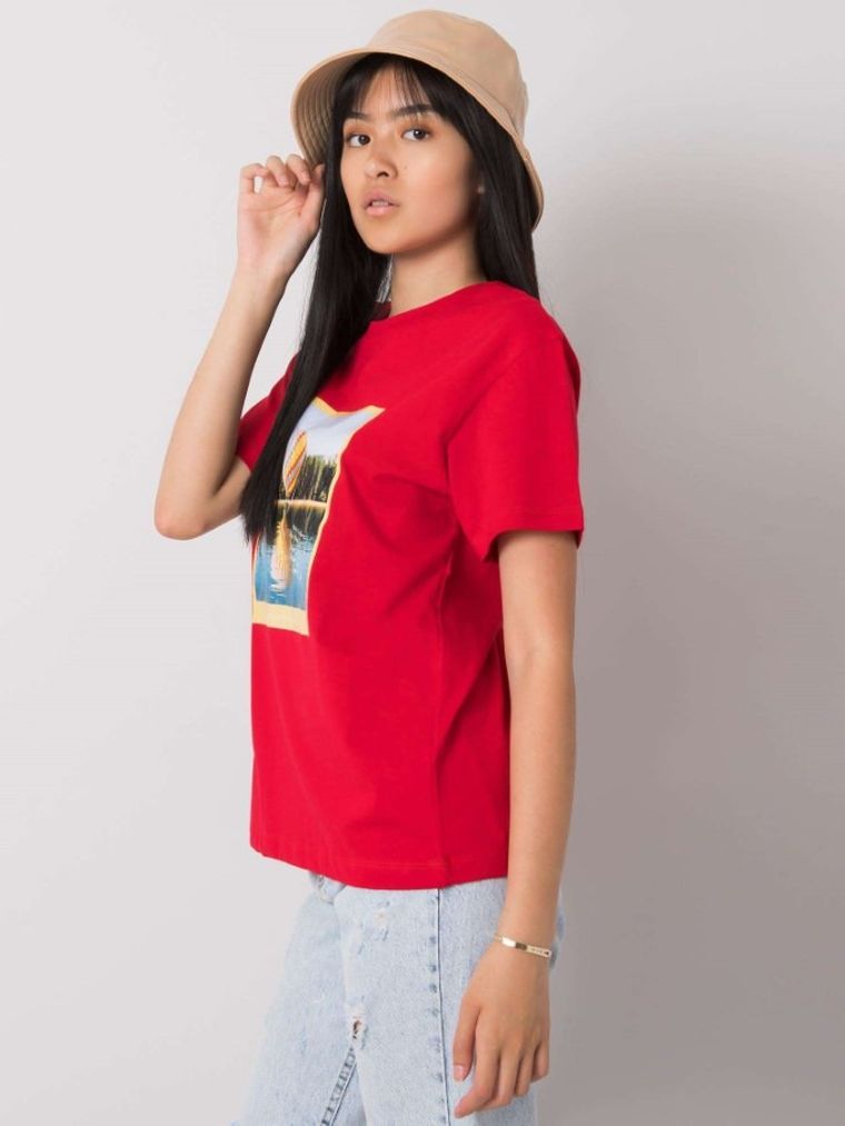 T-shirt damski, czerwony, Pepper & Mint