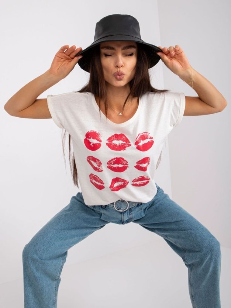 T-shirt damski, ecru, Mayflies