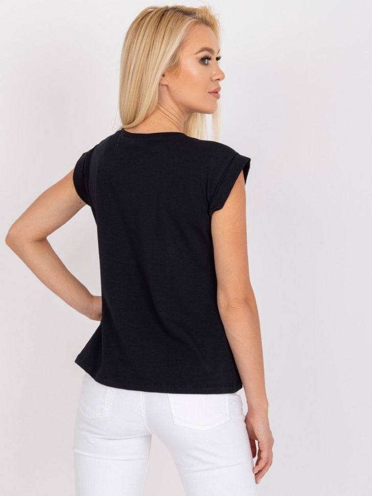 T-shirt damski, granatowy, Basic Feel Good