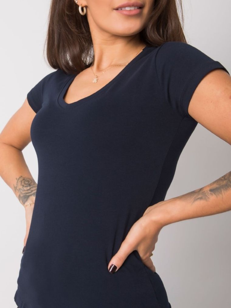 T-shirt damski, granatowy, Basic Feel Good