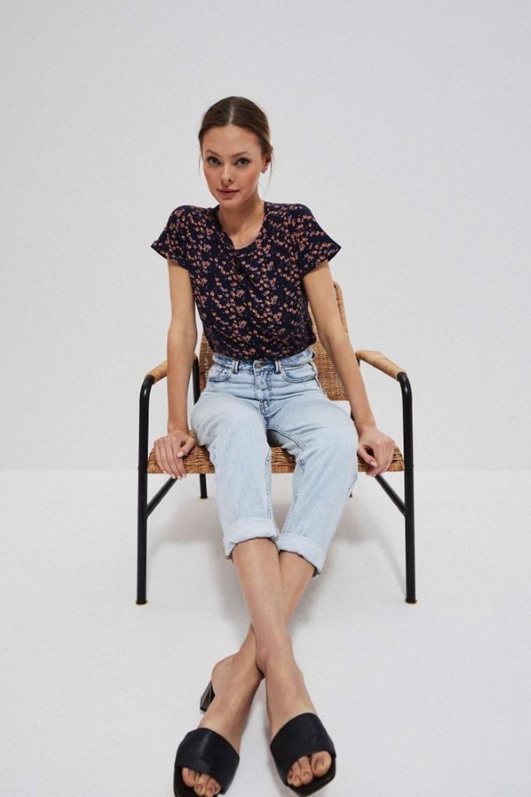 T-shirt damski, granatowy, Moodo