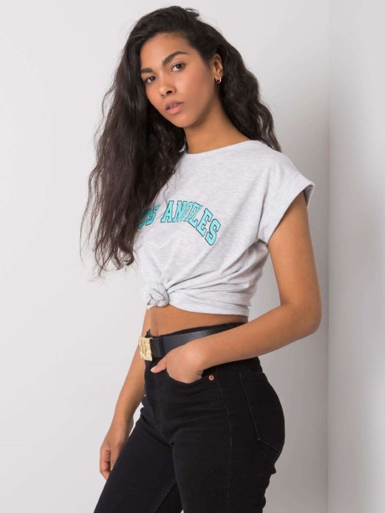 T-shirt damski, jasnoszary, Rue Paris