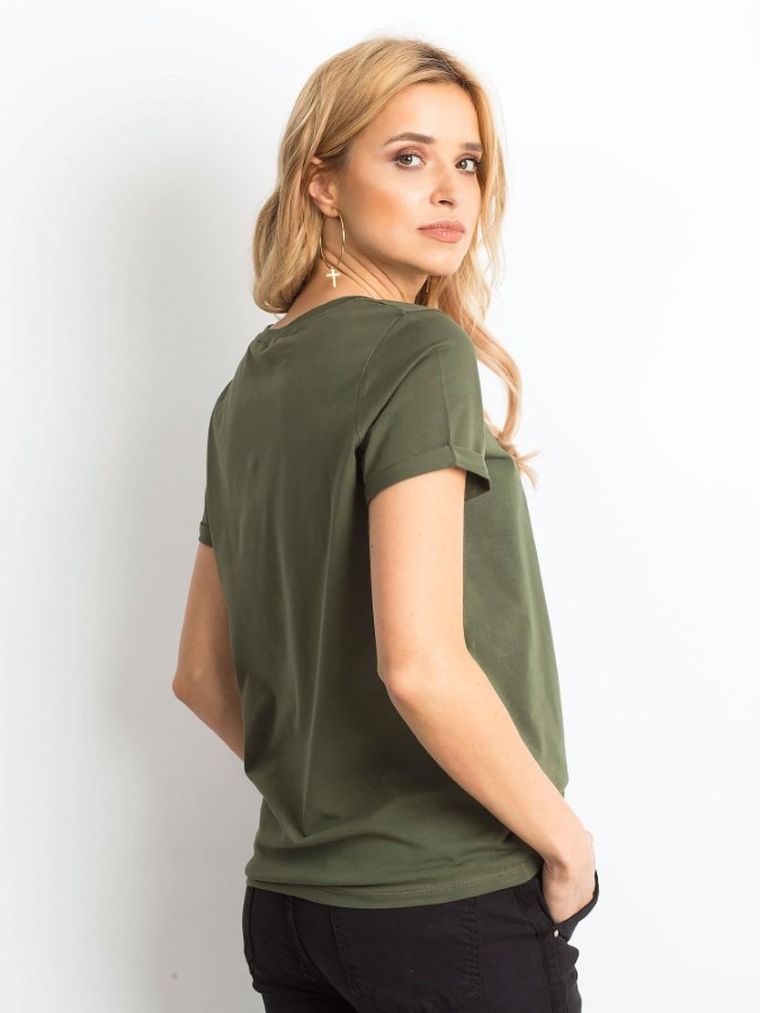 T-shirt damski, khaki, Basic Feel Good