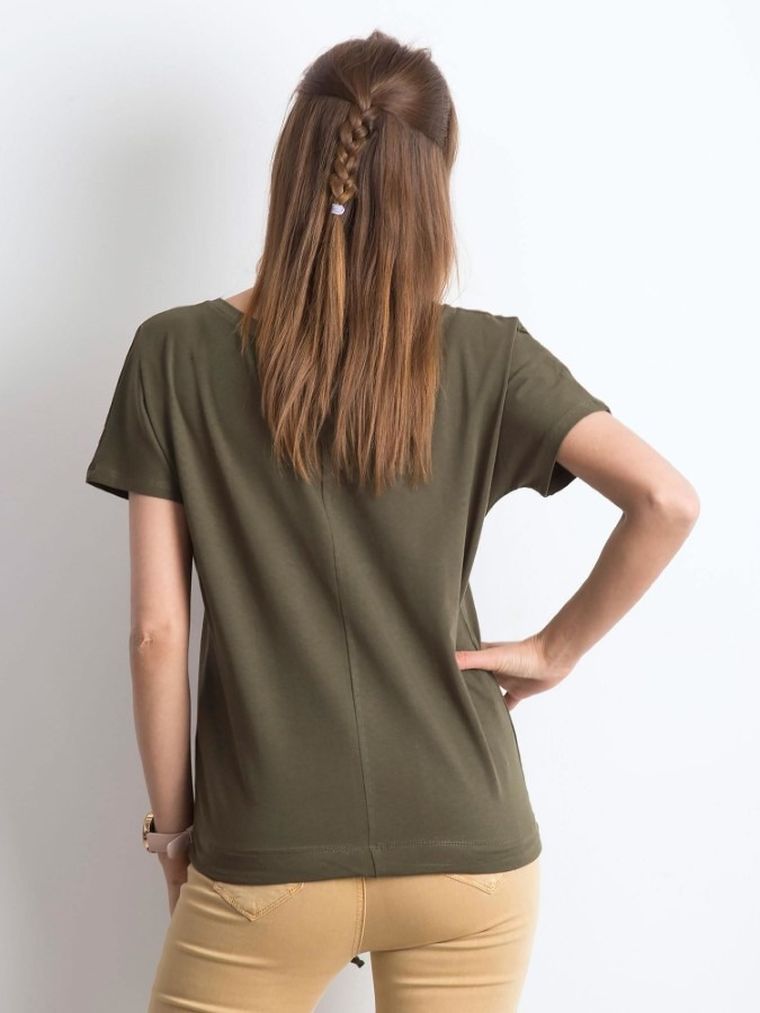 T-shirt damski, khaki, Basic Feel Good