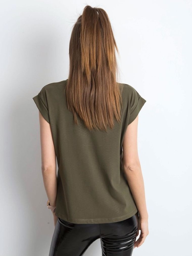 T-shirt damski, khaki, Basic Feel Good