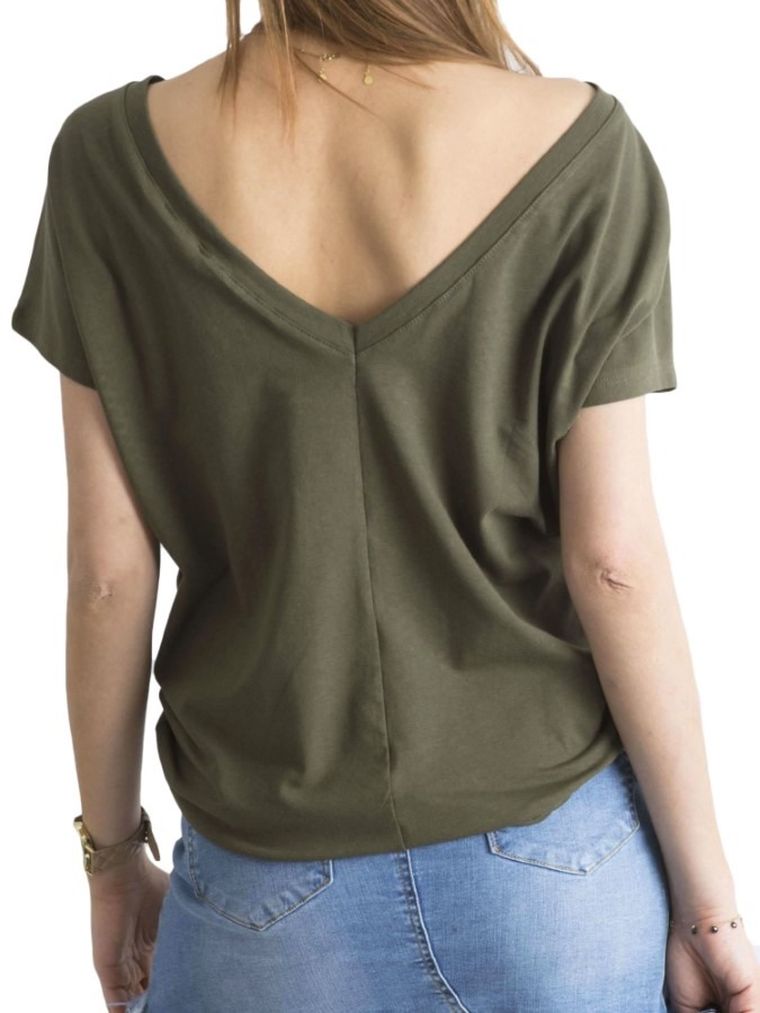 T-shirt damski, khaki, Basic Feel Good