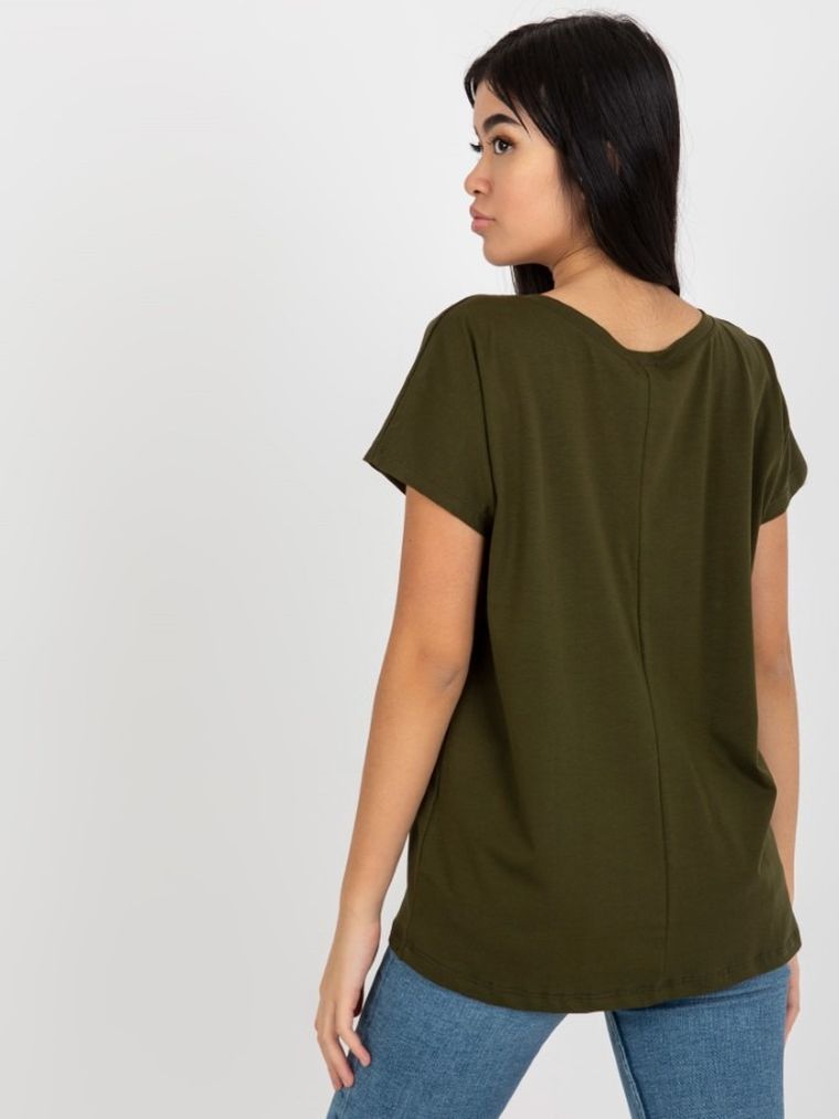 T-shirt damski, khaki, Basic Feel Good