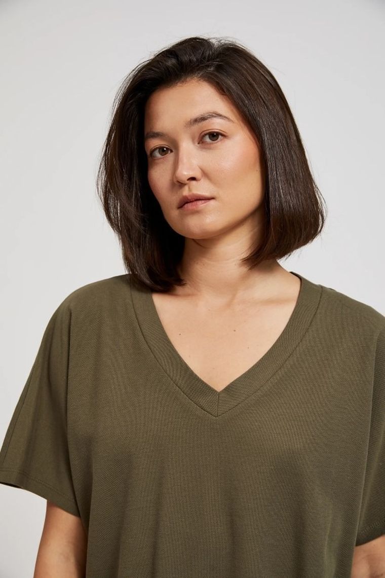 T-shirt damski, khaki, Moodo
