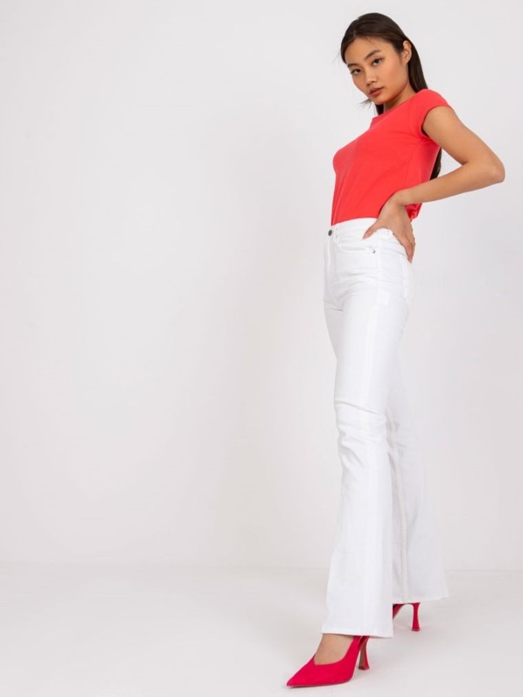 T-shirt damski, koralowy, Basic Feel Good