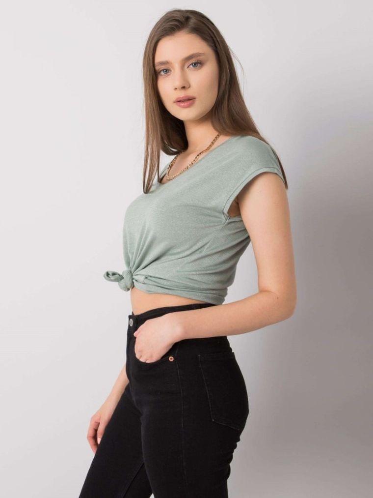 T-shirt damski, miętowy, Rue Paris