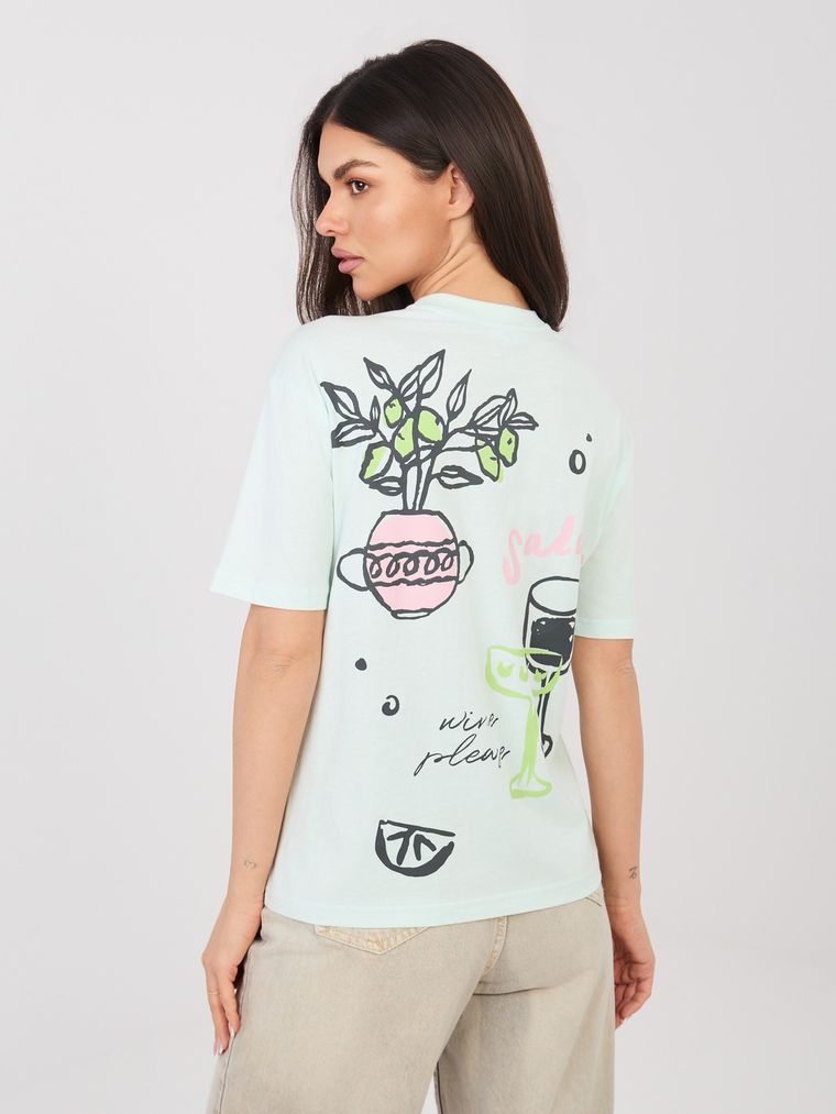 T-shirt damski, miętowy, Sublevel