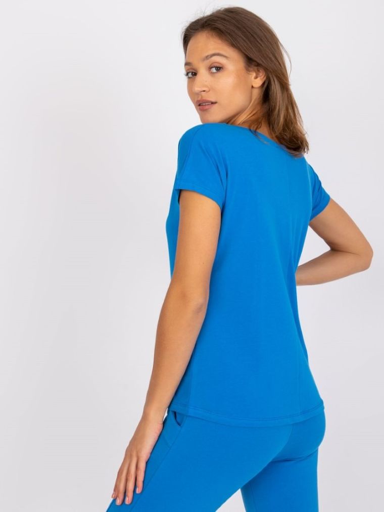 T-shirt damski, niebieski, Basic Feel Good