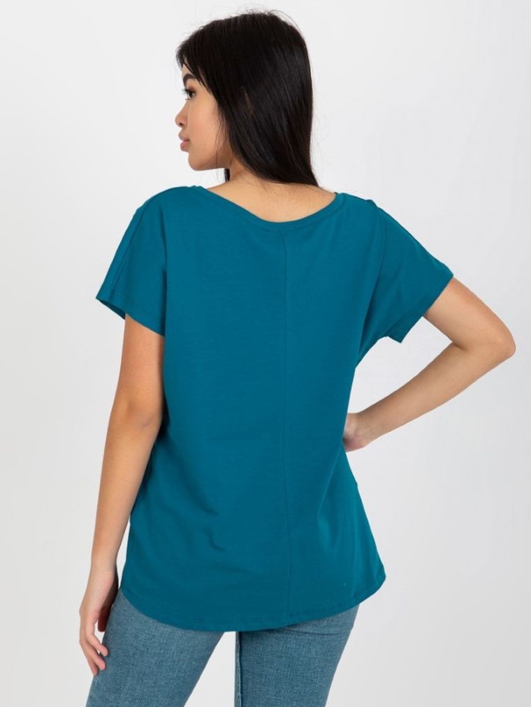 T-shirt damski, niebieski, Basic Feel Good