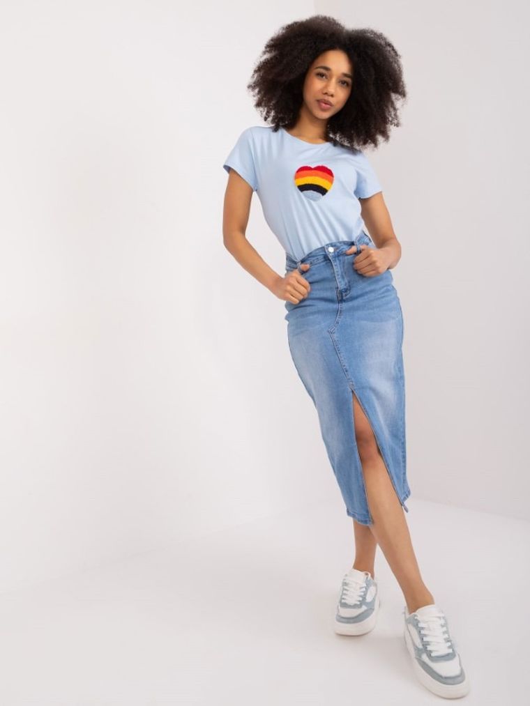 T-shirt damski, niebieski, Basic Feel Good