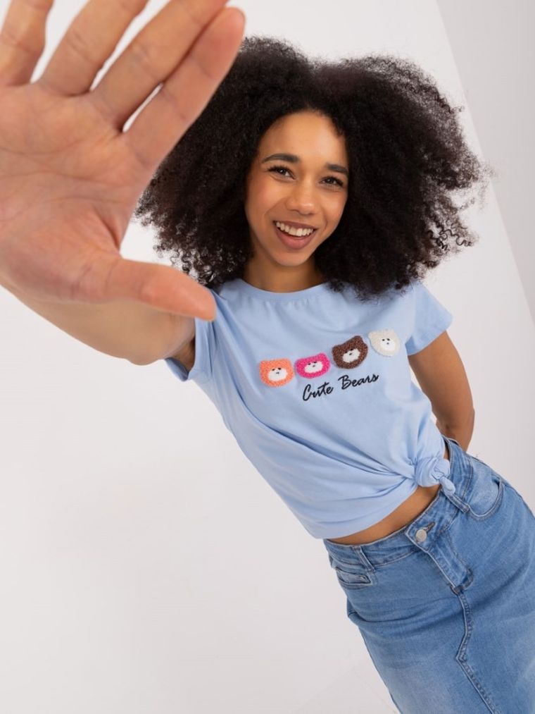 T-shirt damski, niebieski, Basic Feel Good