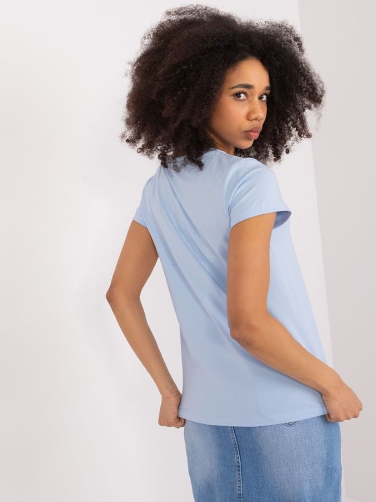 T-shirt damski, niebieski, Basic Feel Good