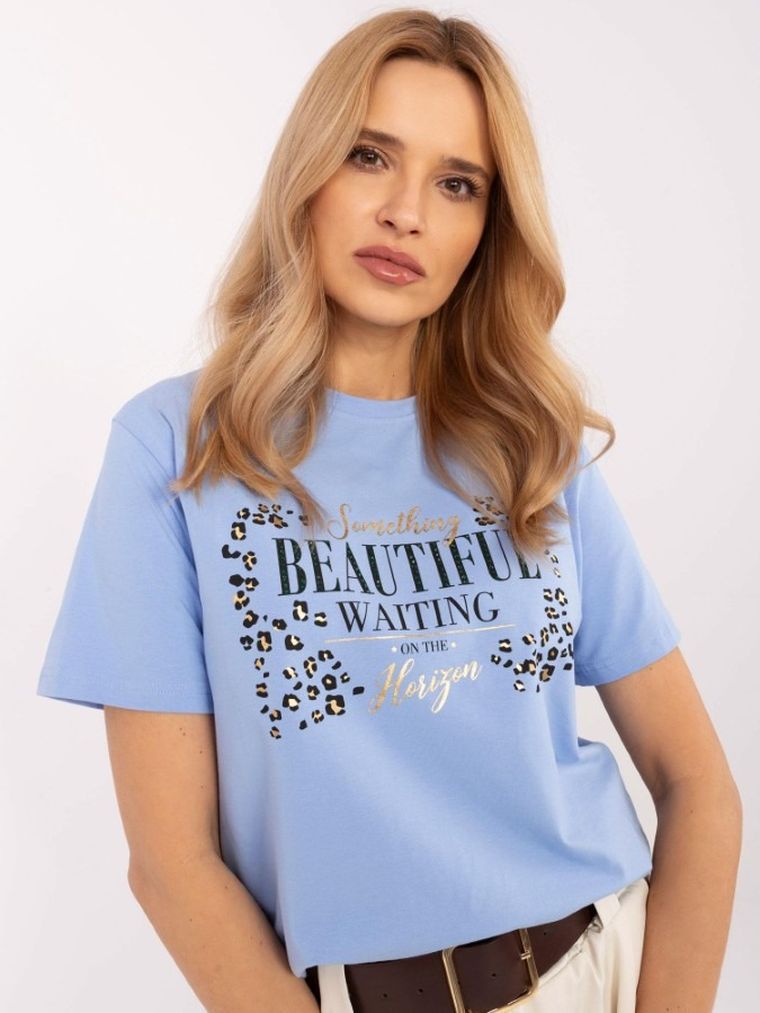 T-shirt damski, niebieski, Calimera