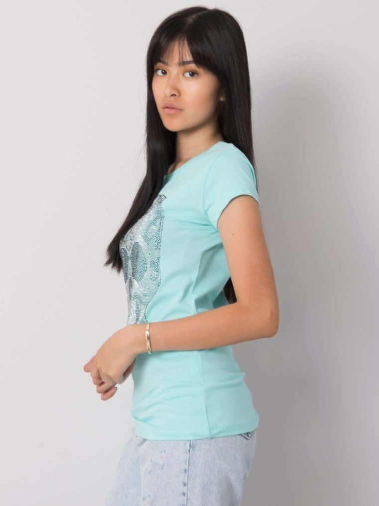 T-shirt damski, niebieski, Ex Moda