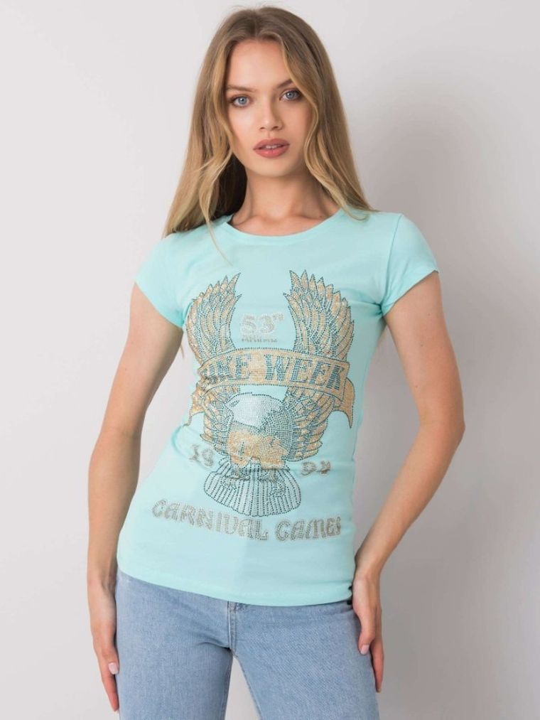 T-shirt damski, niebieski, Ex Moda