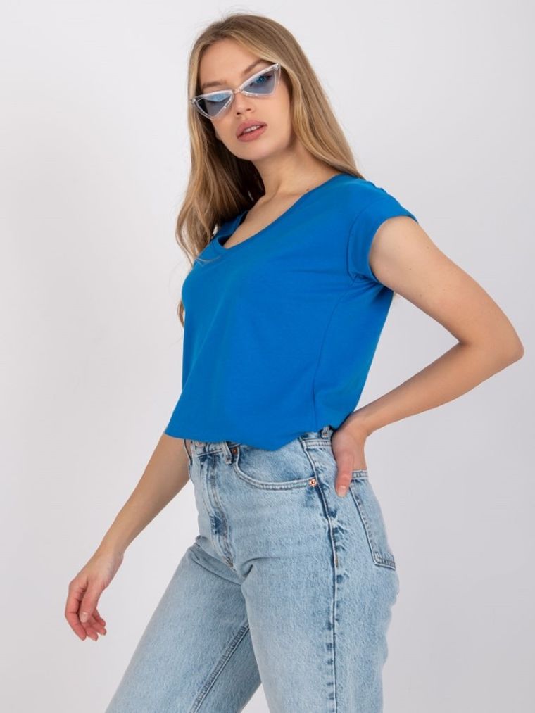 T-shirt damski, niebieski, Rue Paris