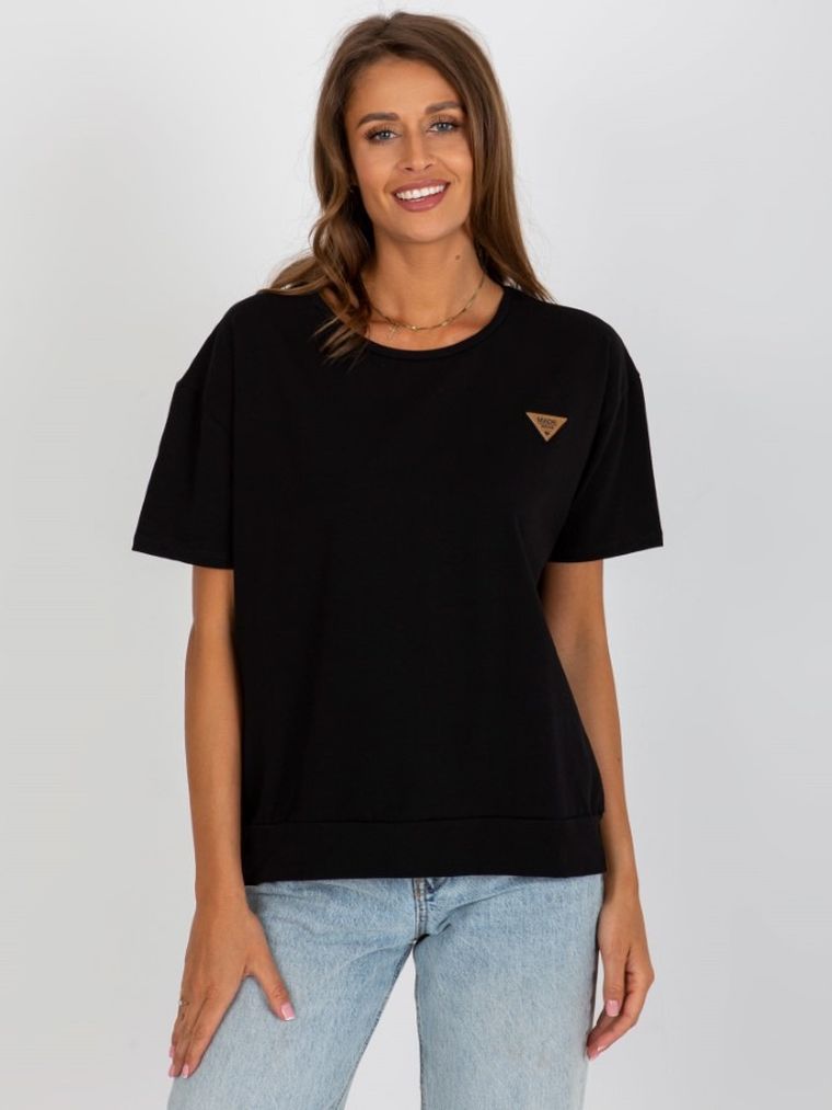T-shirt damski, oversize, czarny, Relevance