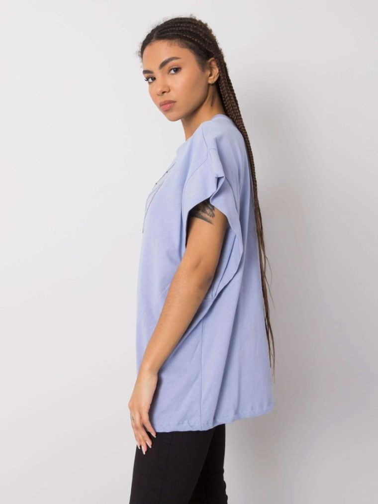 T-shirt damski, oversize, niebieski, Rue Paris