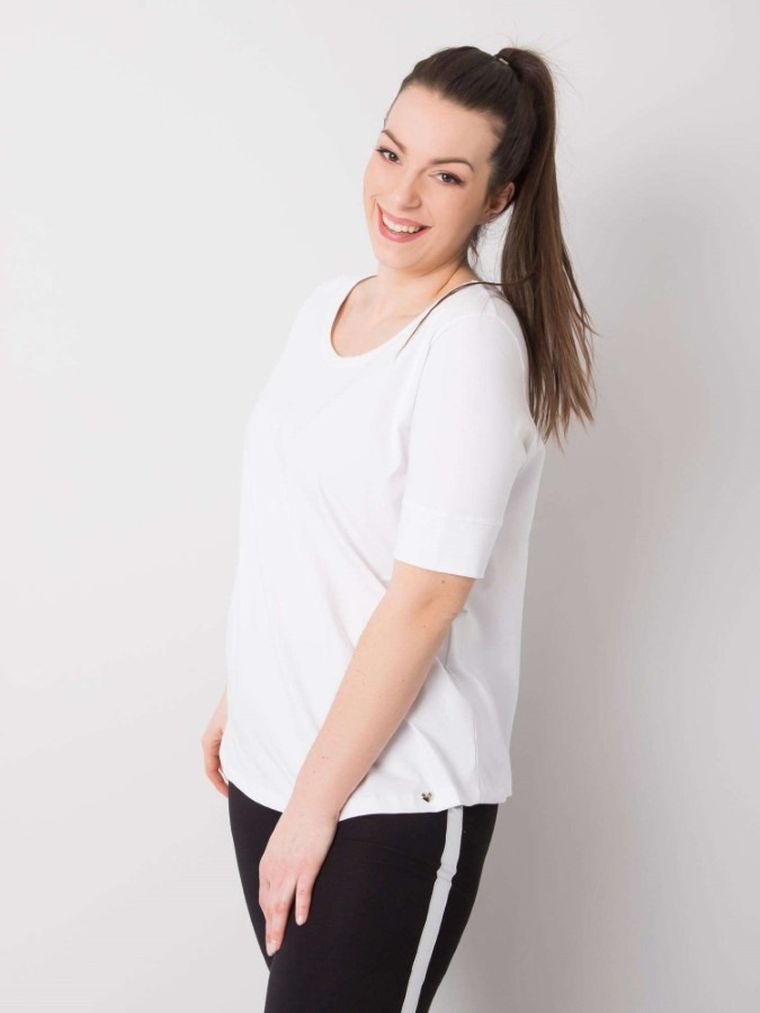T-shirt damski, plus size, biały, Basic Feel Good