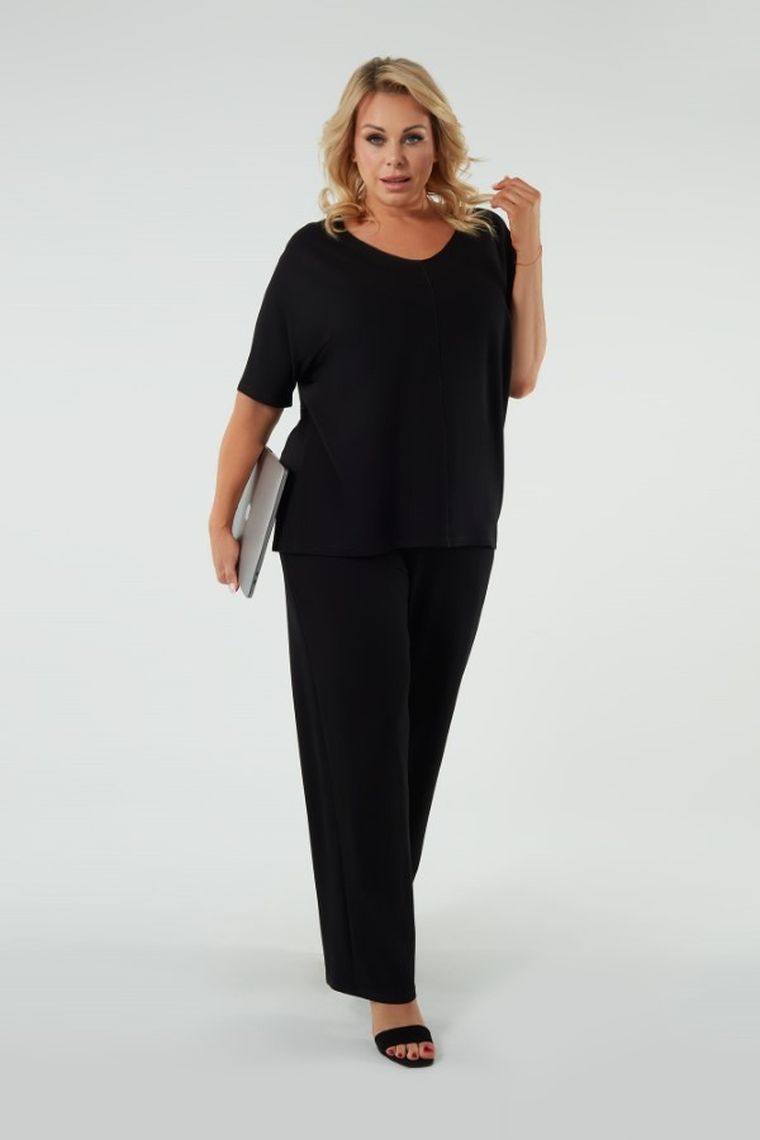 T-shirt damski, plus size, czarny, Soler, Italian Fashion