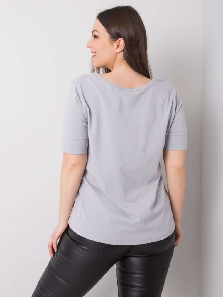 T-shirt damski, plus size, szary, Basic Feel Good