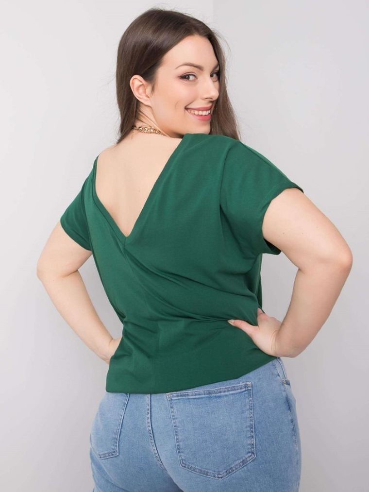 T-shirt damski, plus size, zielony, Basic Feel Good