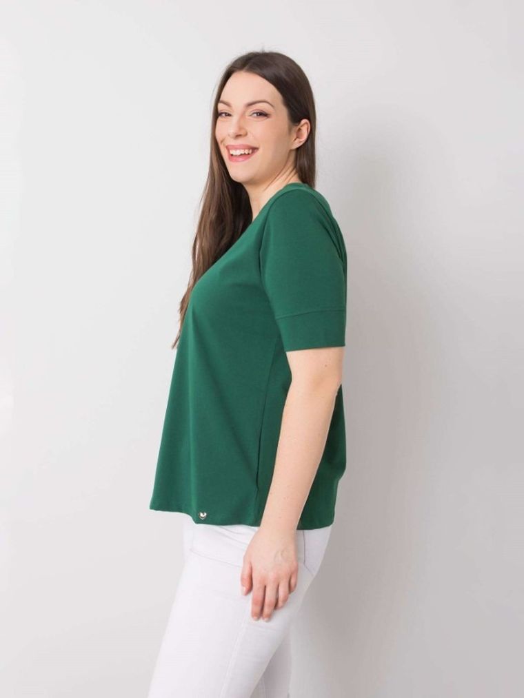 T-shirt damski, plus size, zielony, Basic Feel Good