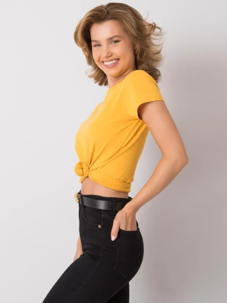 T-shirt damski, pomarańczowy, Basic Feel Good