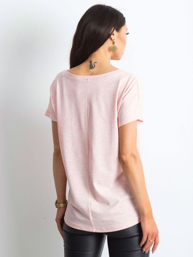 T-shirt damski, różowy, Basic Feel Good