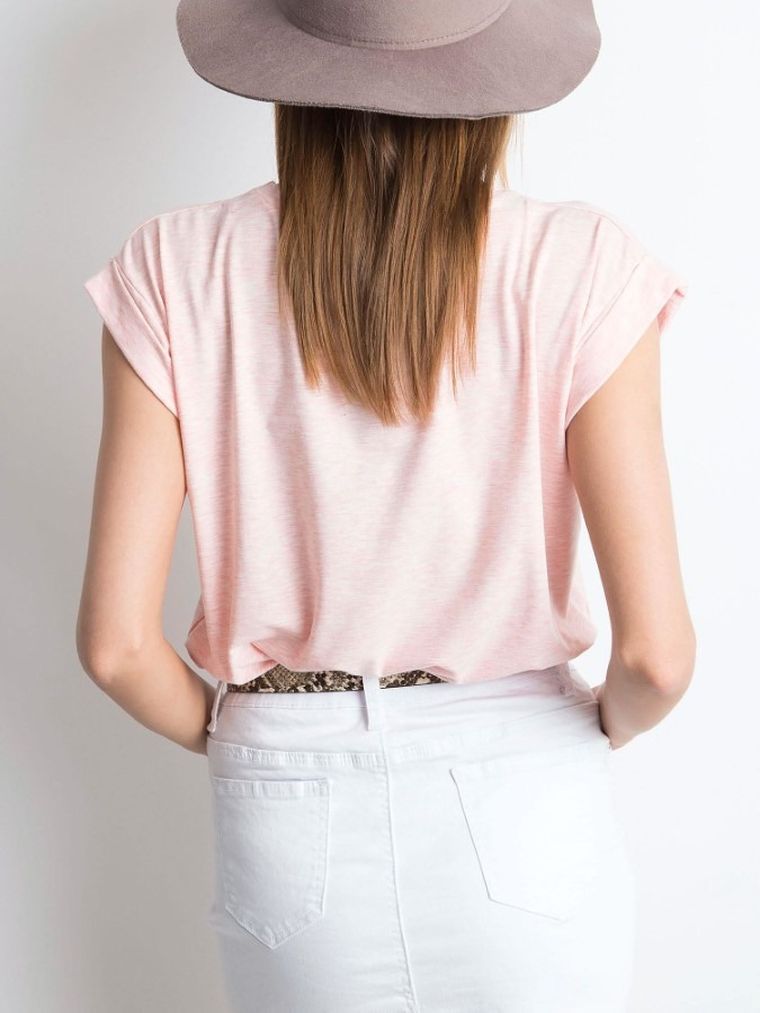 T-shirt damski, różowy, Basic Feel Good