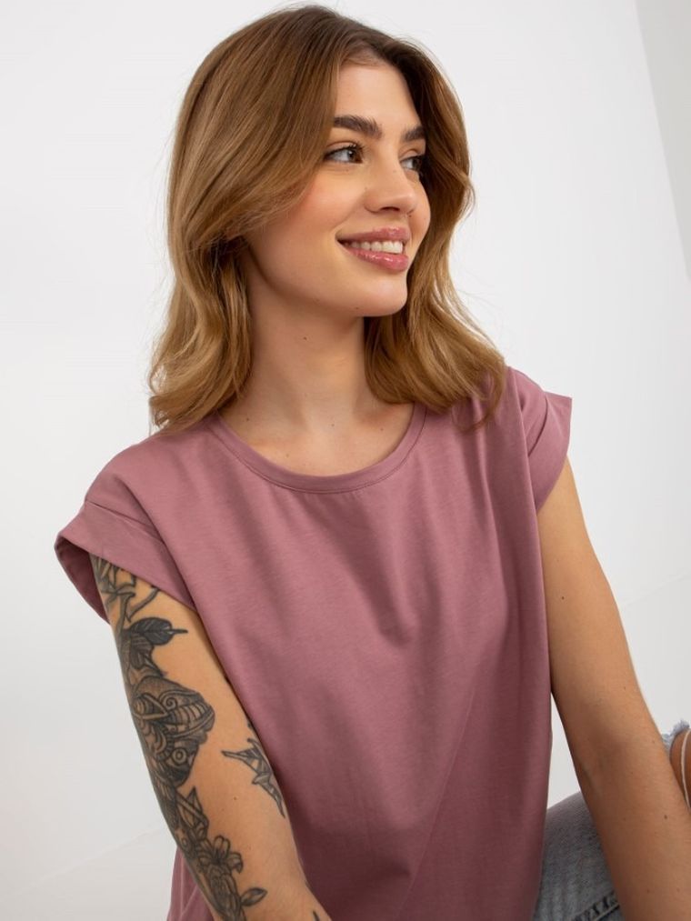 T-shirt damski, różowy, Basic Feel Good