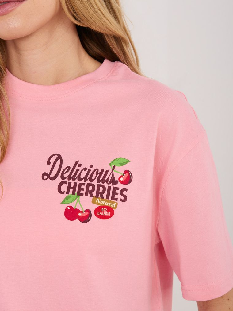 T-shirt damski, różowy, Sublevel