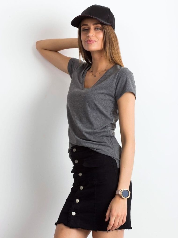 T-shirt damski, szary, Basic Feel Good