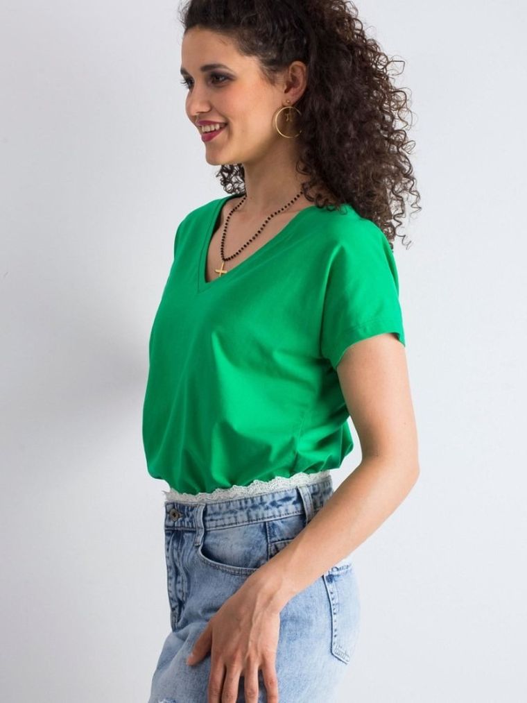 T-shirt damski, zielony, Basic Feel Good