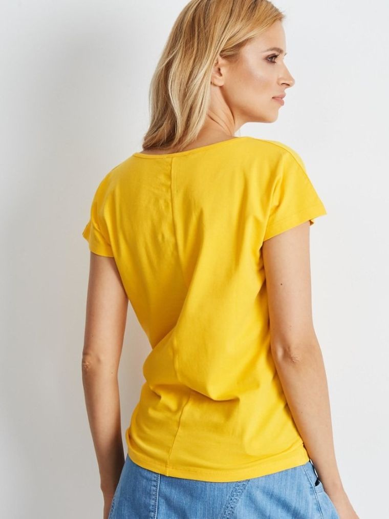 T-shirt damski, żółty, Basic Feel Good