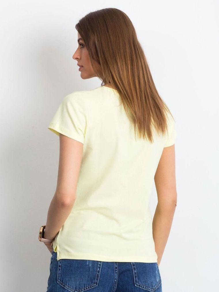 T-shirt damski, żółty, Basic Feel Good