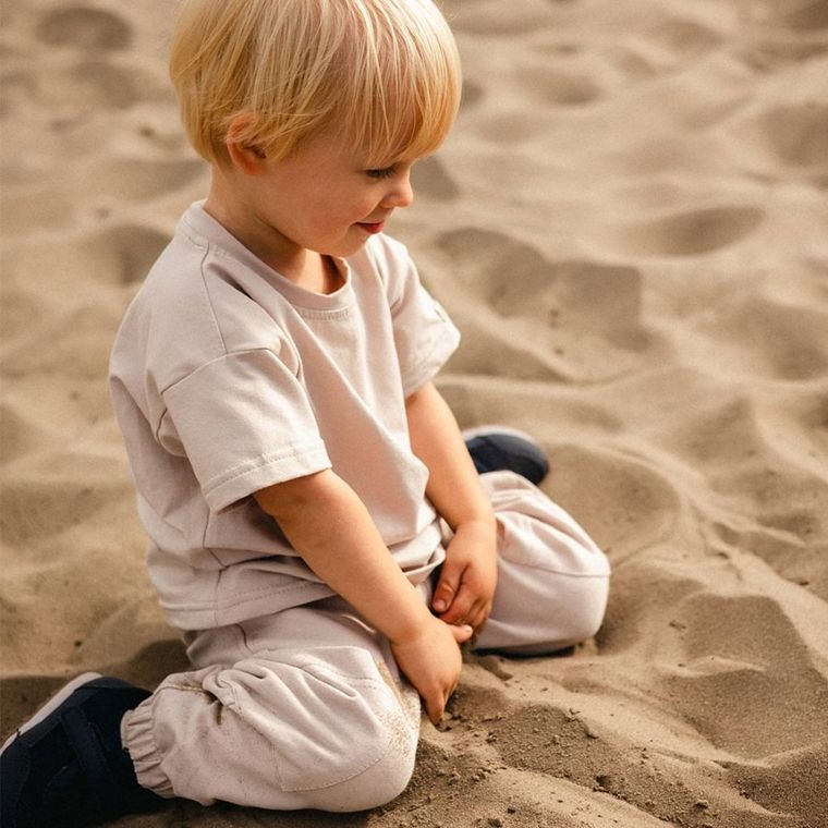 T-shirt dziecięcy, beżowy, Eevi