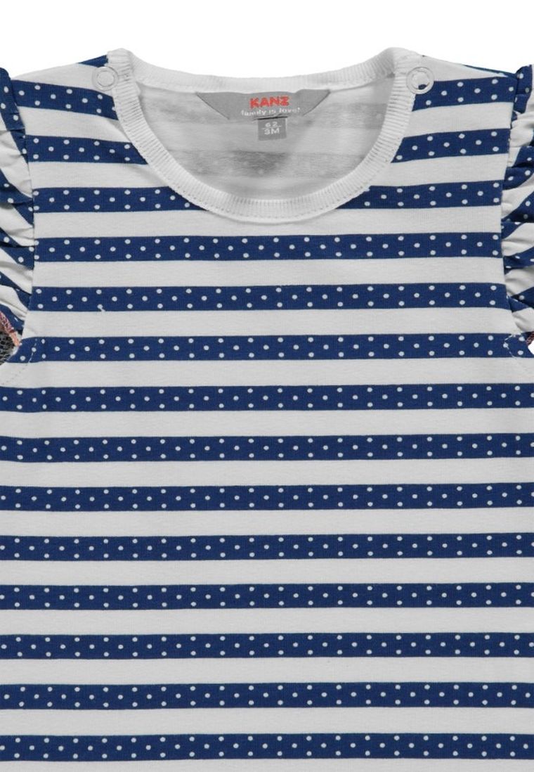 T-shirt dziewczęcy, biało-granatowy, Kanz