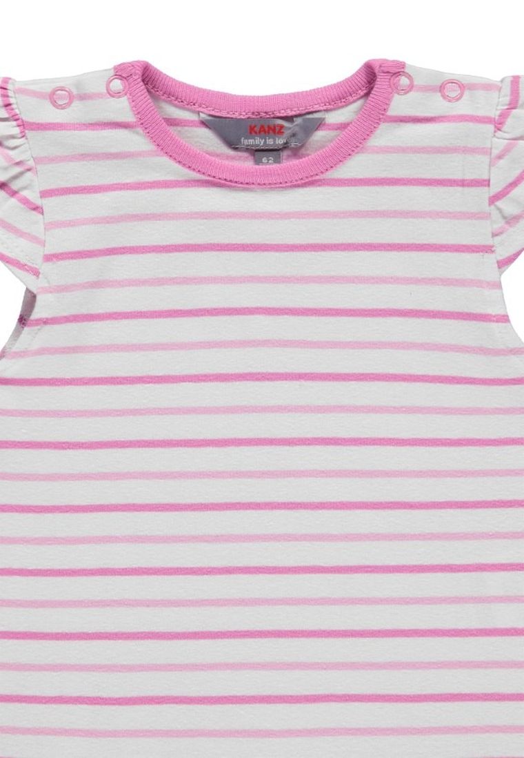 T-shirt dziewczęcy, biało-różowy, Kanz