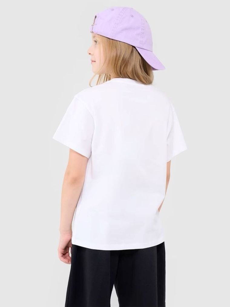 T-shirt dziewczęcy, biały, 4F