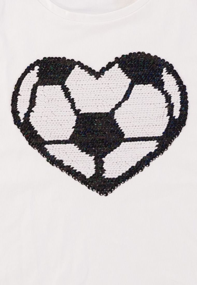 T-shirt dziewczęcy, biały, dwustronne cekiny, Tom Tailor