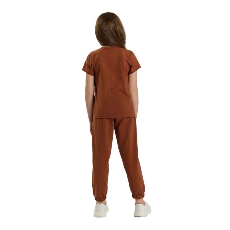 T-shirt dziewczęcy, brązowy, Tup Tup