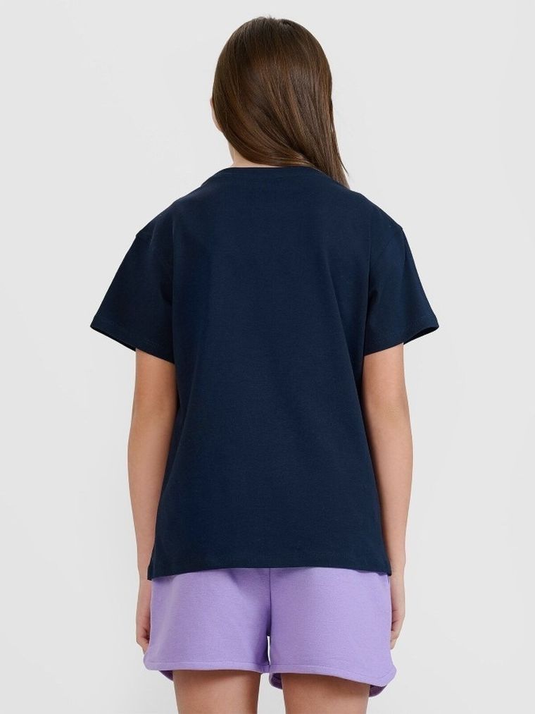 T-shirt dziewczęcy, granatowy, 4F